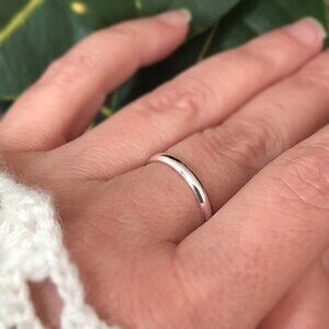 Sterling Silver Half Round Ring Handmade - Size 8